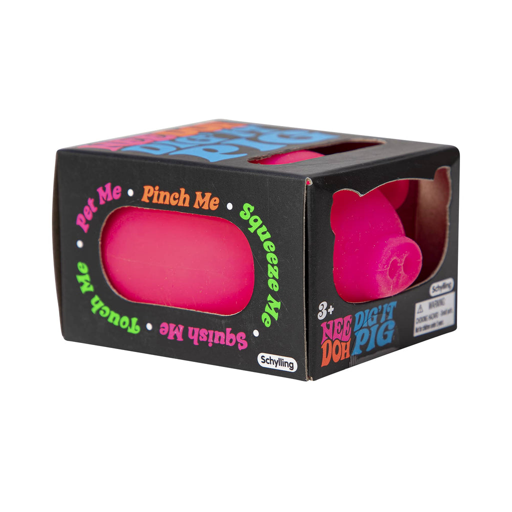 Animal-Shaped NeeDoh Dig’ It Pig | Select Velvet Canopy - Purrfect Cat Squishy Character Stress Toy Detail