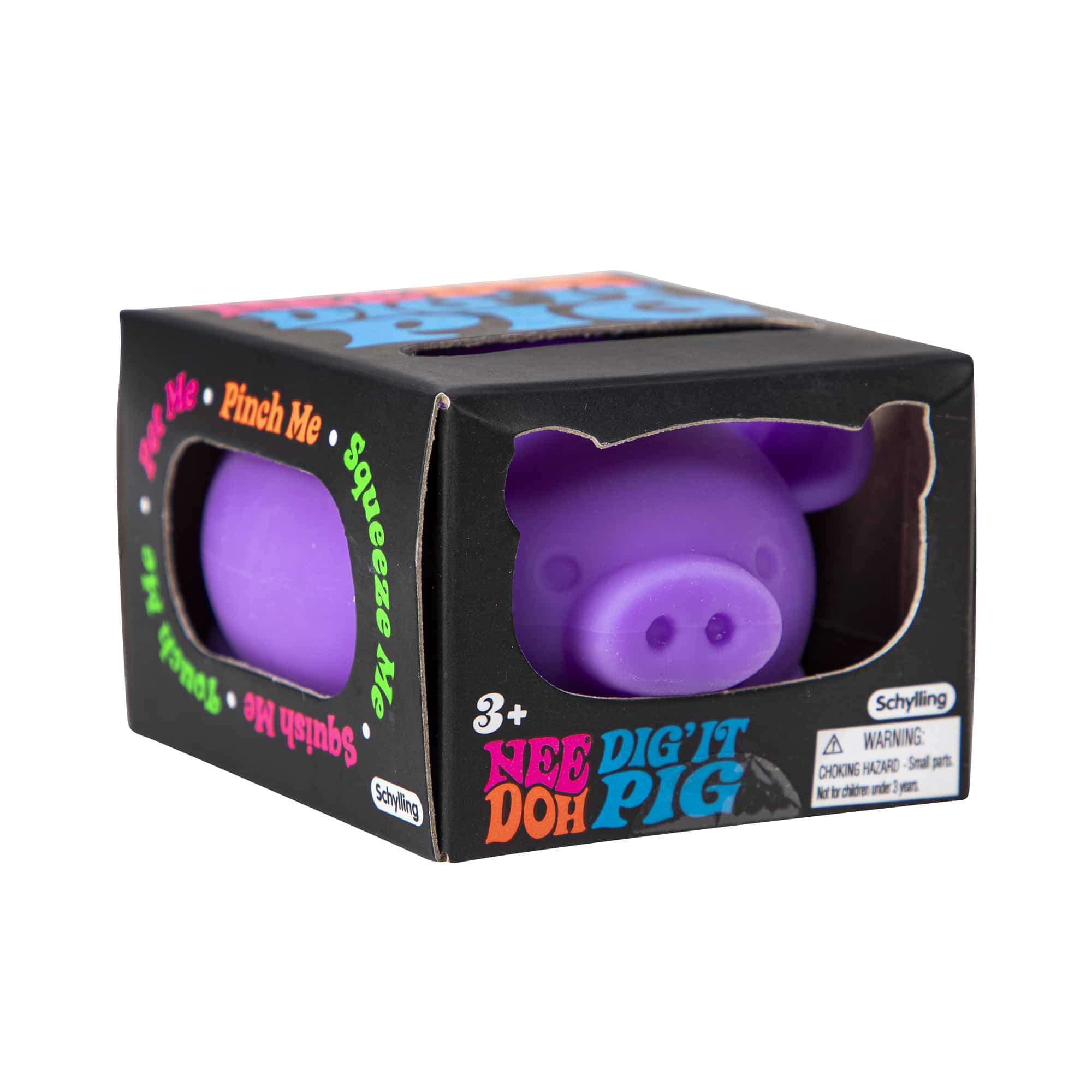 Animal-Shaped NeeDoh Dig’ It Pig | Select Velvet Canopy - Purrfect Cat Squishy Character Stress Toy Detail