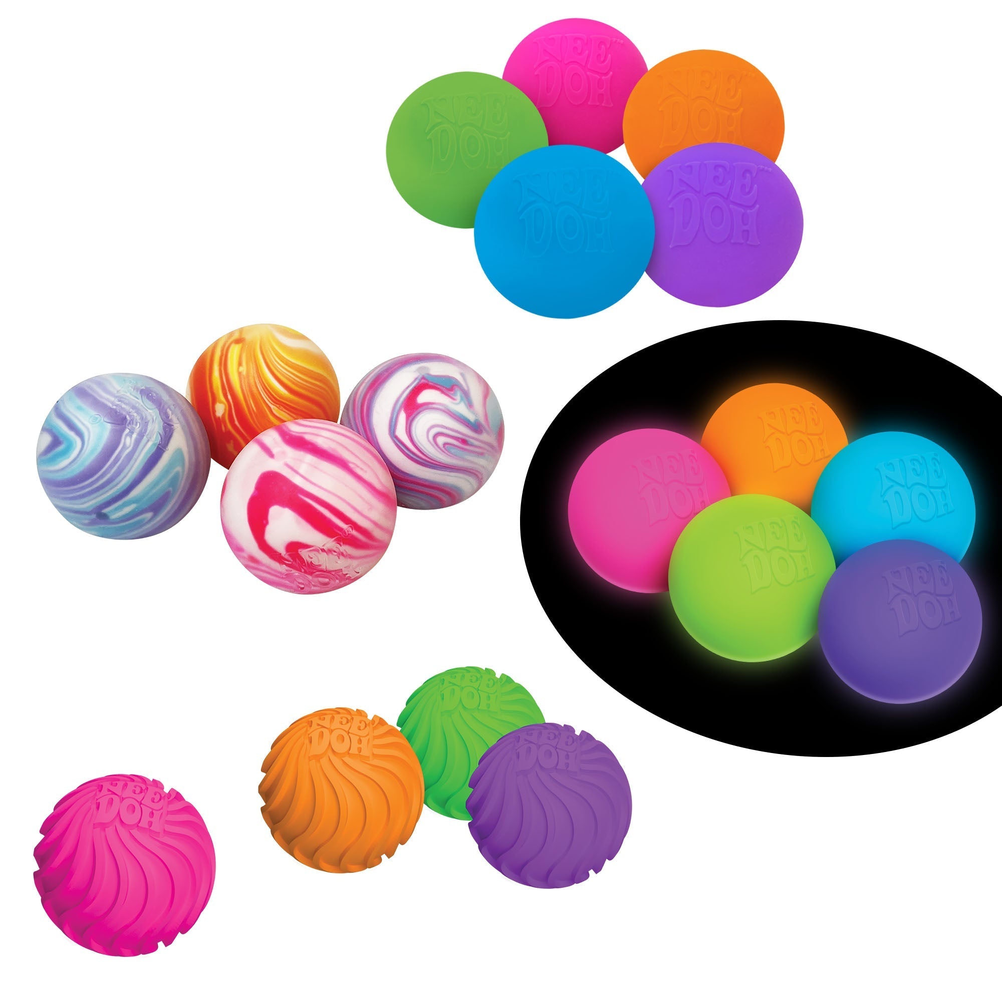 Portable Teenie NeeDoh Teenie Singles | Select Clover Shore - Teeny NeeDoh 3-Pack Pocket-Sized Squishy Balls - Surprise Me! (Random Style)